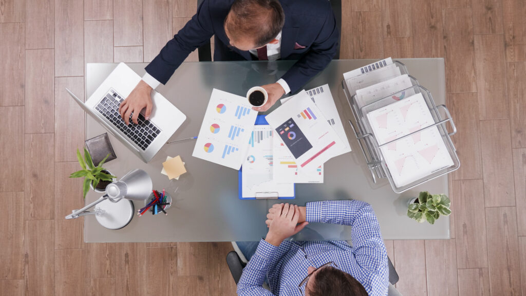 Top view of businessmen